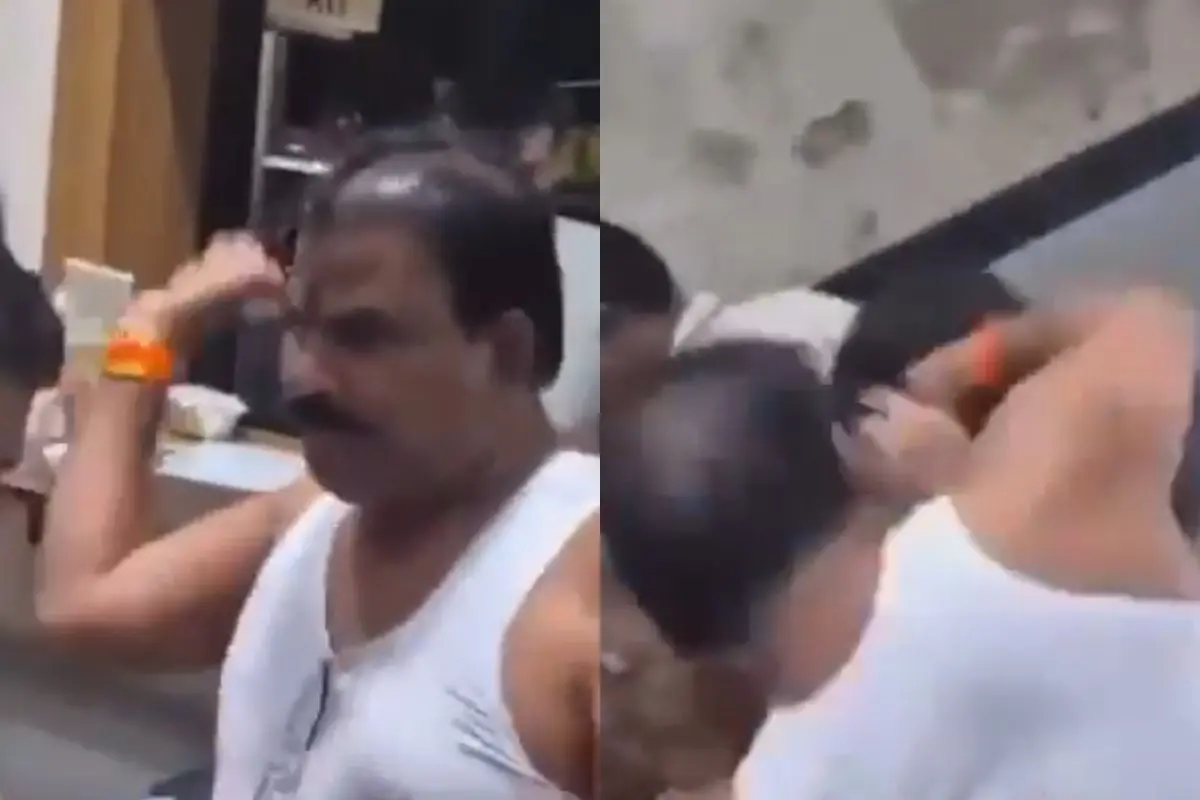 Shiv Sena MLA Sanjay Gaikwad caught on camera slapping a canteen staff member