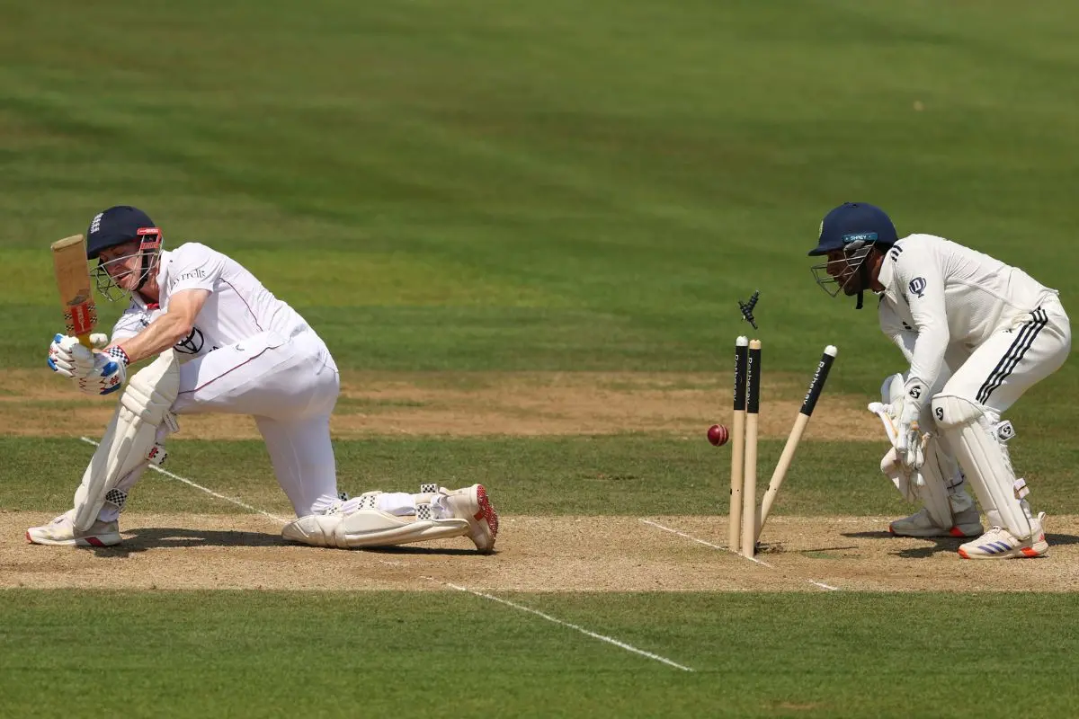 Harry Brook clean bowled by Akash Deep. | Photo: BCCI