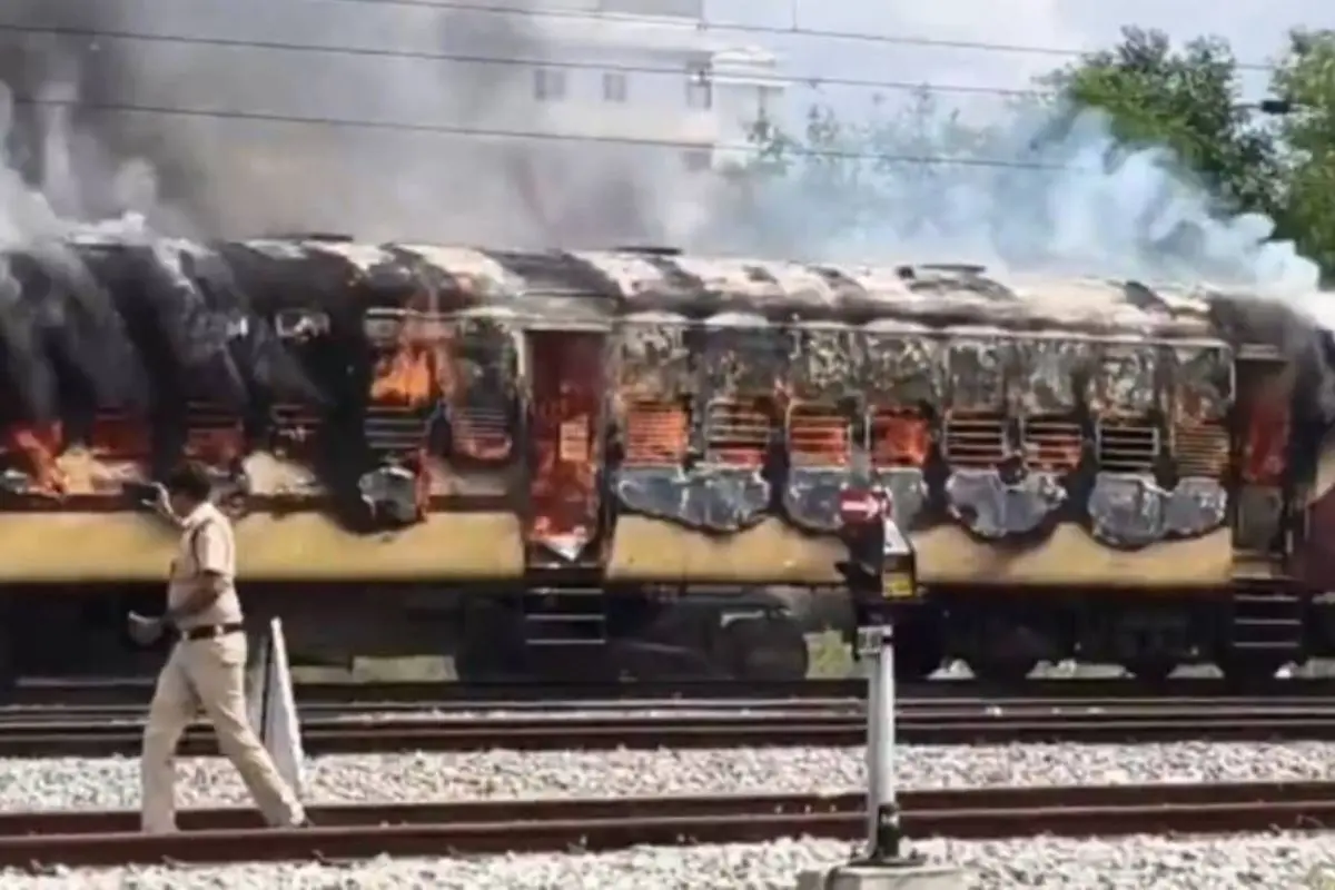 The Hisar-Tirupati train that caught fire in Tirupati