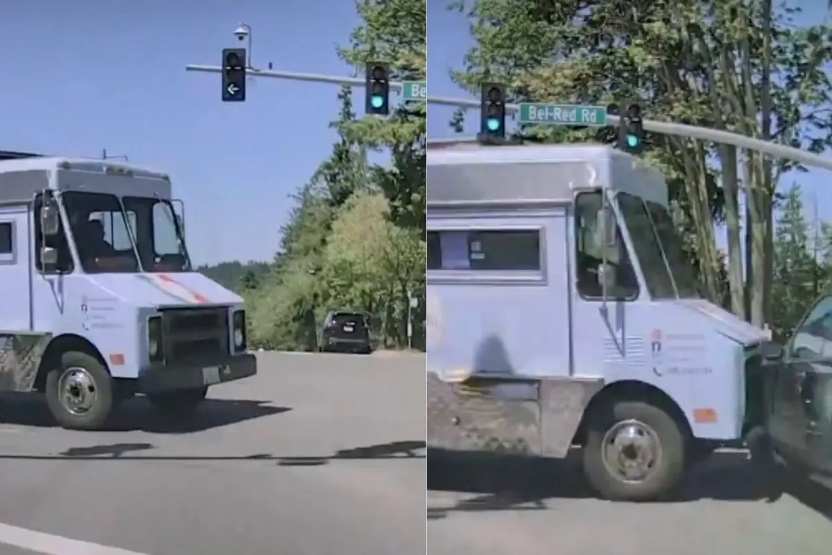 Truck crashes into a nearby car