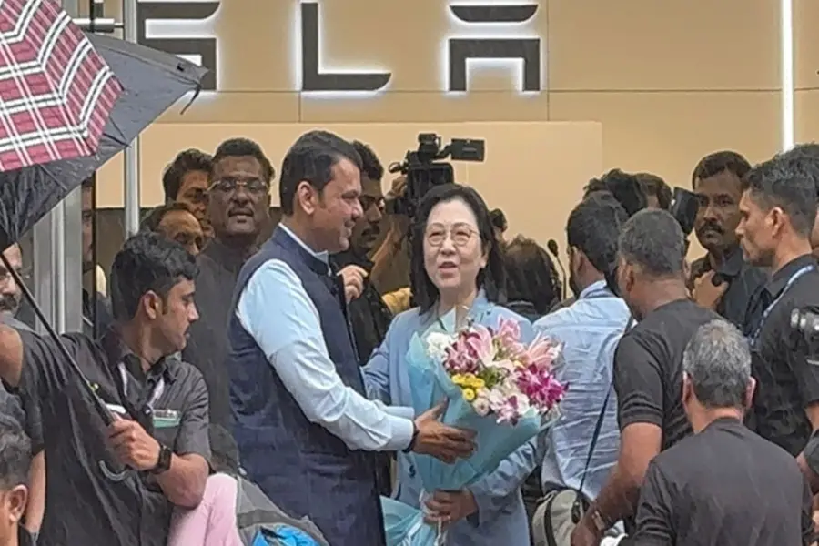 Maharashtra CM Devendra Fadnavis at Tesla’s Mumbai Showroom