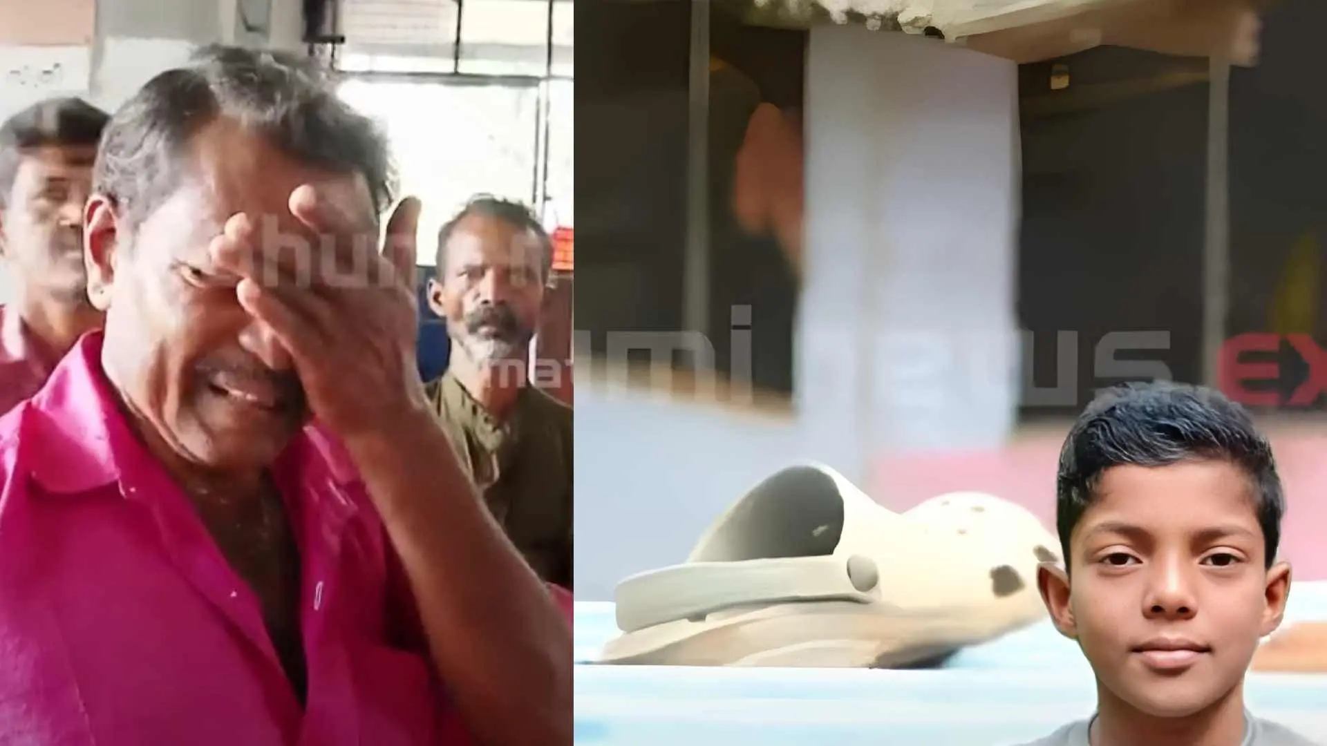 Midhun's uncle,Midhun's shoe in roof,Midhun| Photo: Screengrab/ Mathrubhumi News