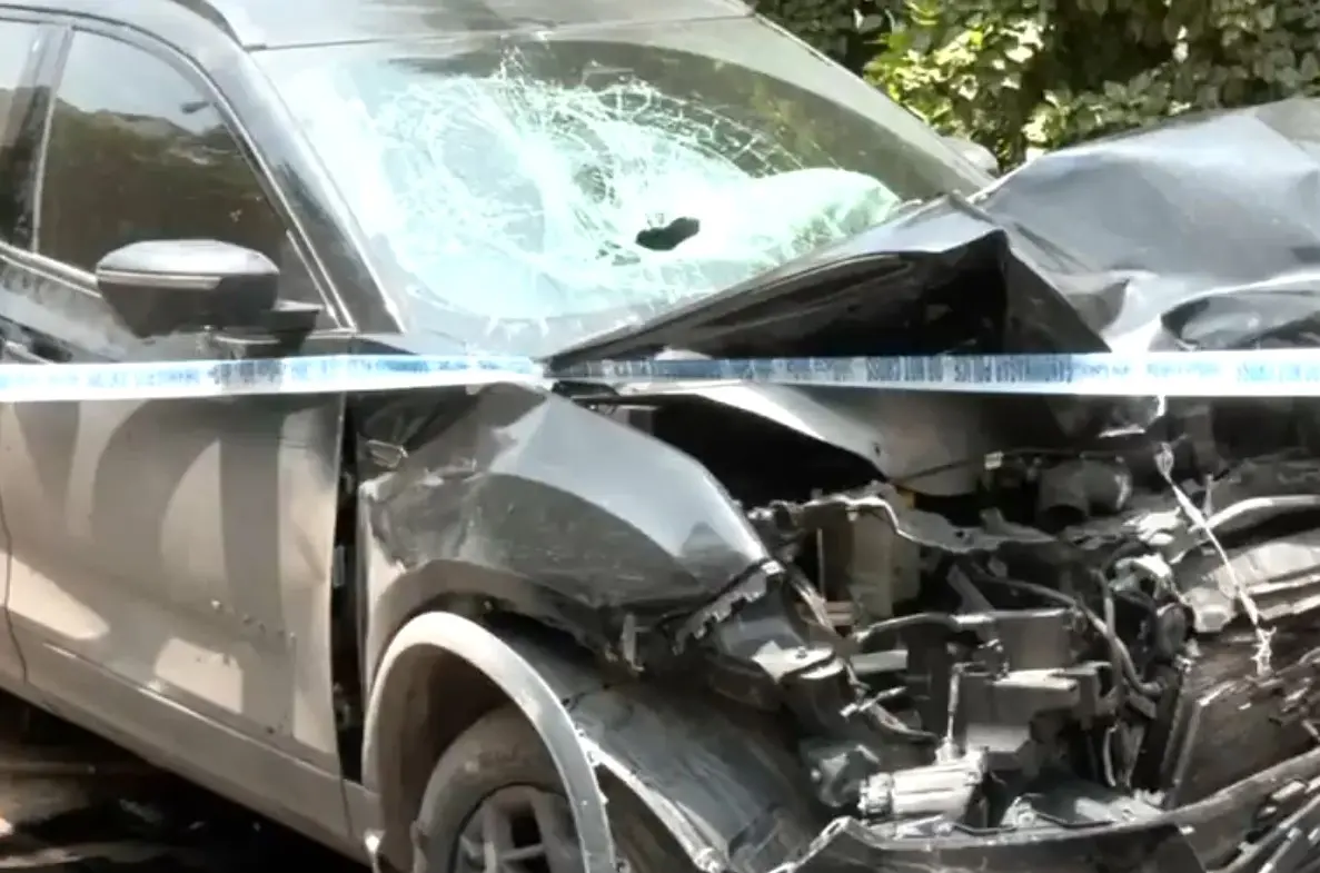The car involved in the accident | ANI tweet