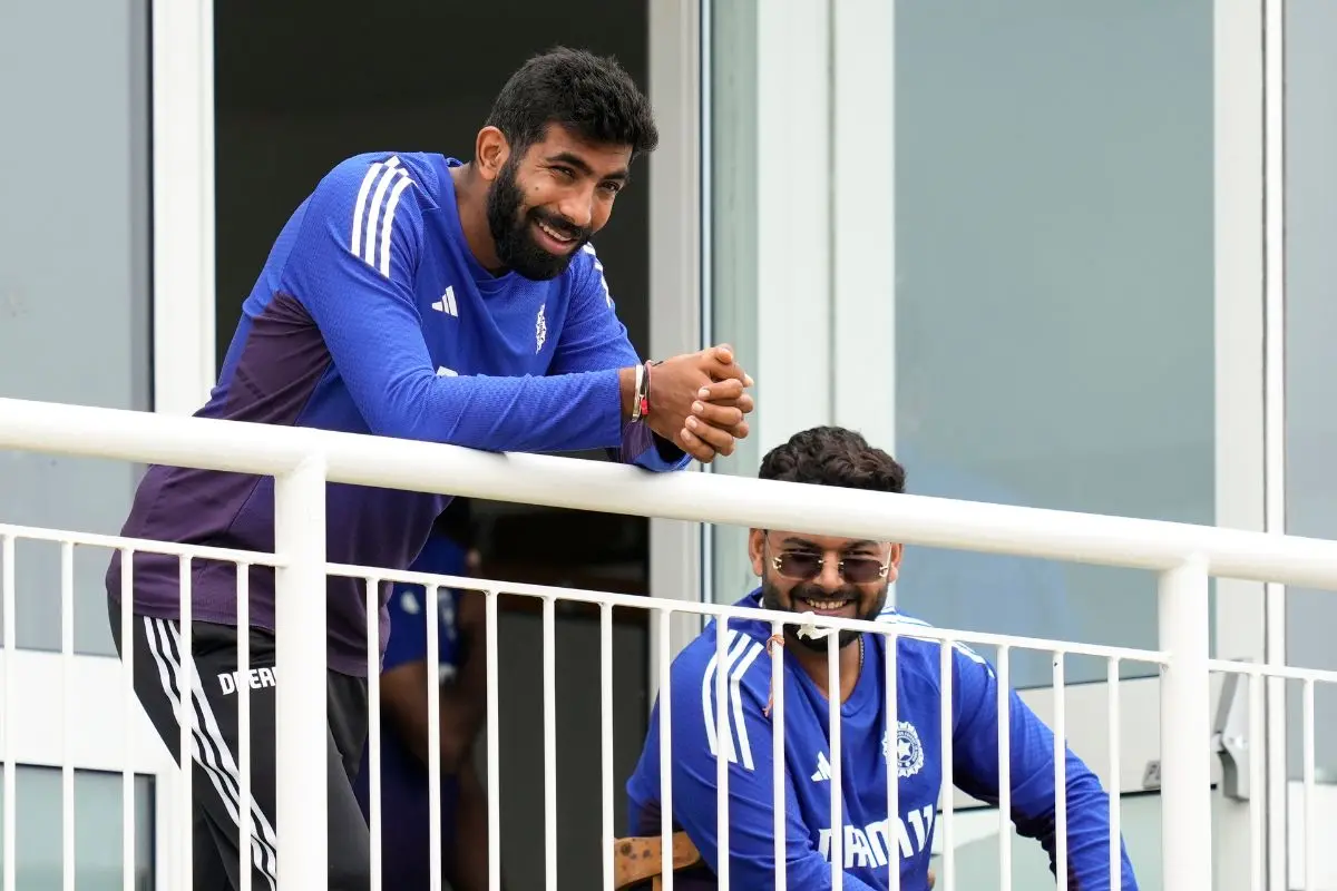 India's vice captain Rishabh Pant and teammate Jasprit Bumrah at The County Ground for a training session ahead of the fourth Test cricket match between India and England in Beckenham. | Photo: PTI