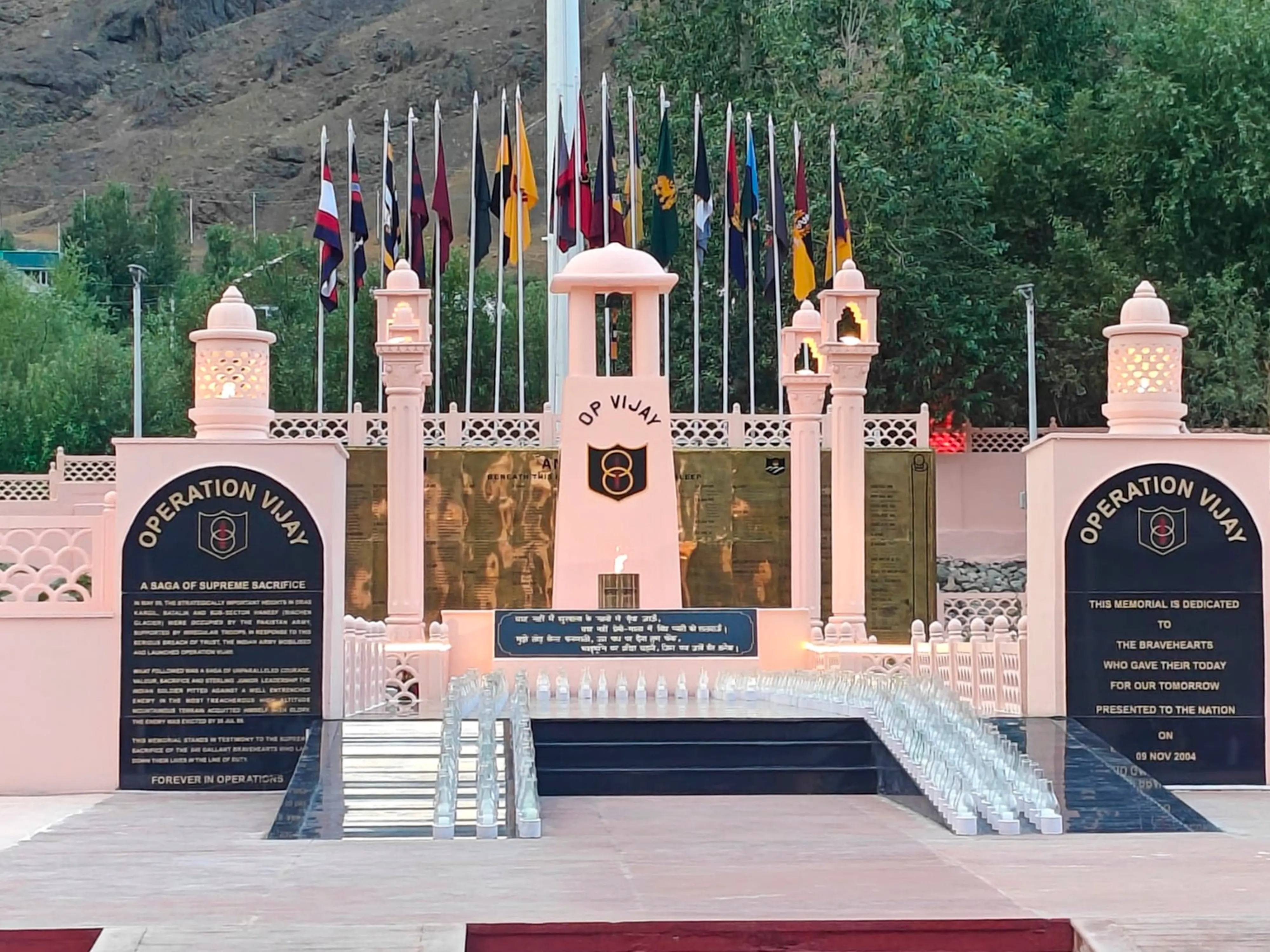 Drass War Memorial decked up to pay homage to the martyrs who laid down their lives while pushing back Pakistani intruders during 1999 Kargil War, at Drass, in Kargil, Ladakh. | Photo: PTI