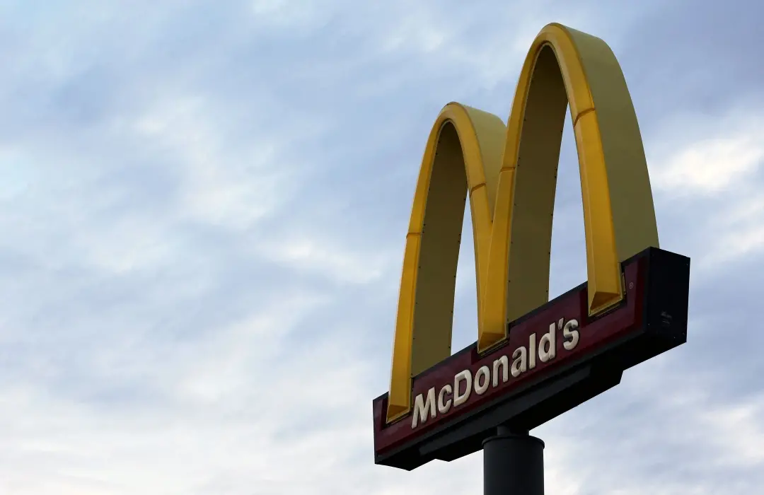 The McDonald's logo is displayed at a McDonald's restaurant at Omaha in the US.