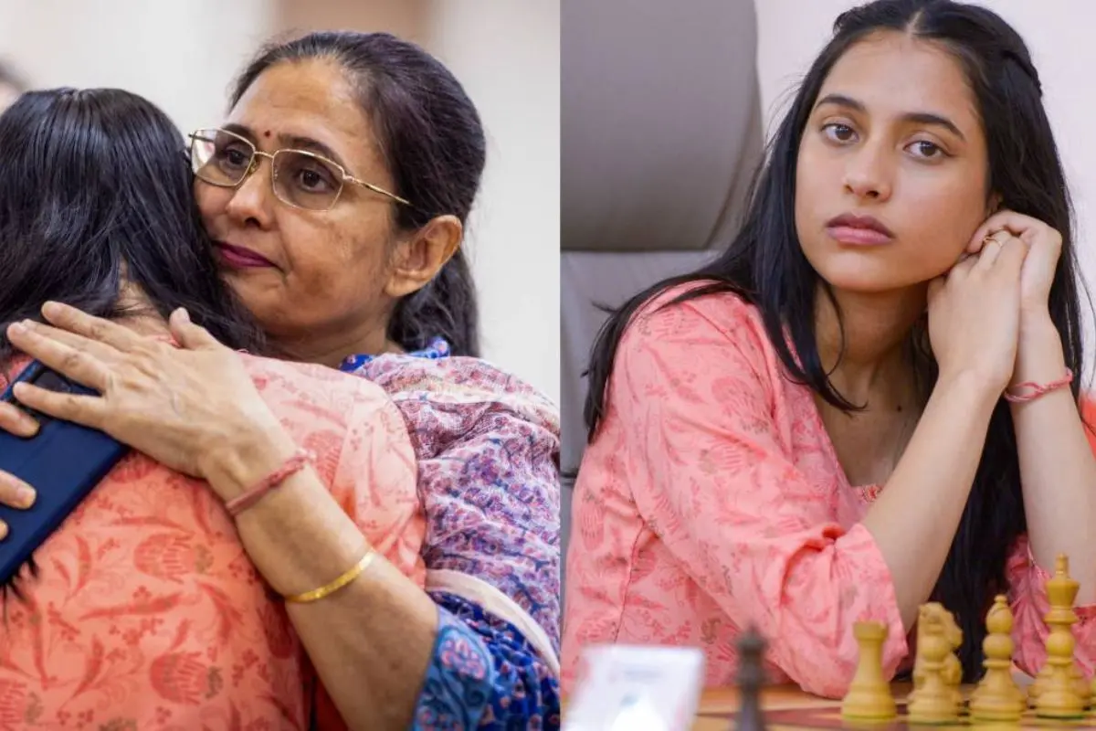 In this image released by FIDE, India's chess player Divya Deshmukh hugs her mother after winning the FIDE Women's World Cup 2025, in Batumi, Georgia.  (FIDE via PTI Photo)