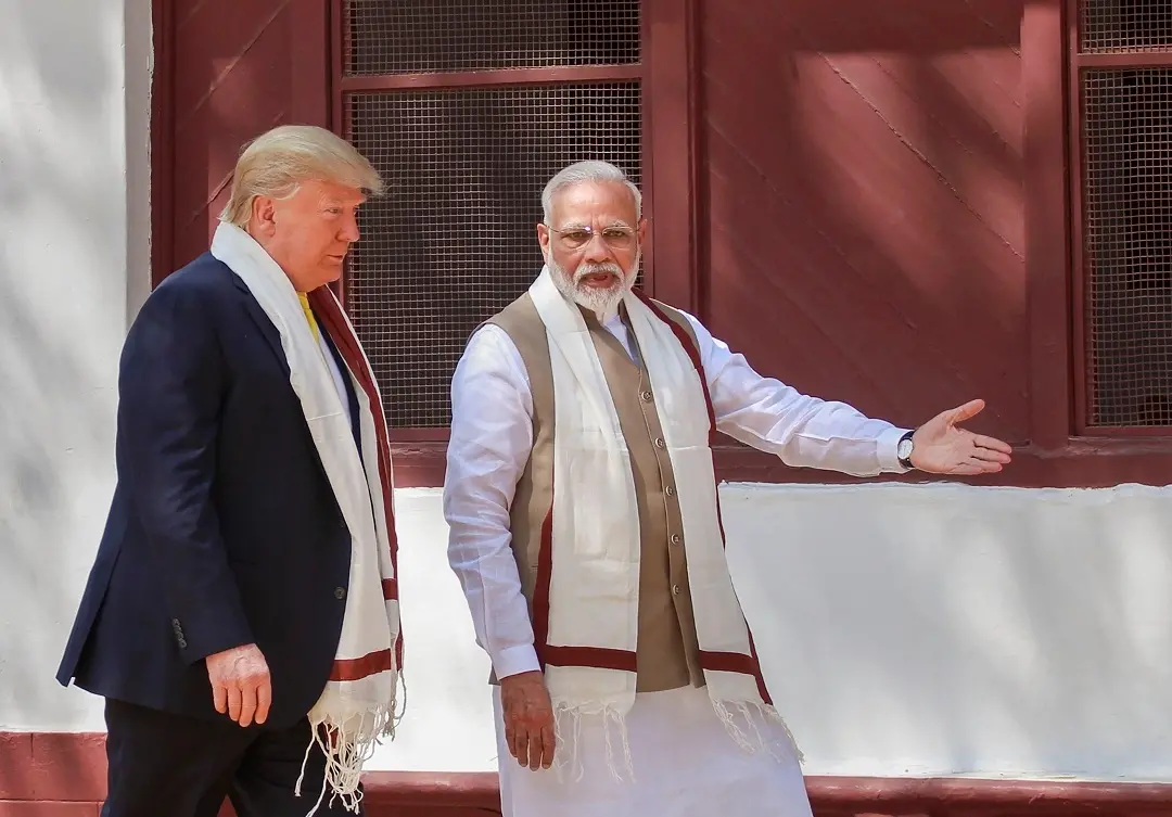 Prime Minister Narendra Modi and U.S. President Donald Trump at Sabarmati Ashram, in Ahmedabad. (PTI Photo)