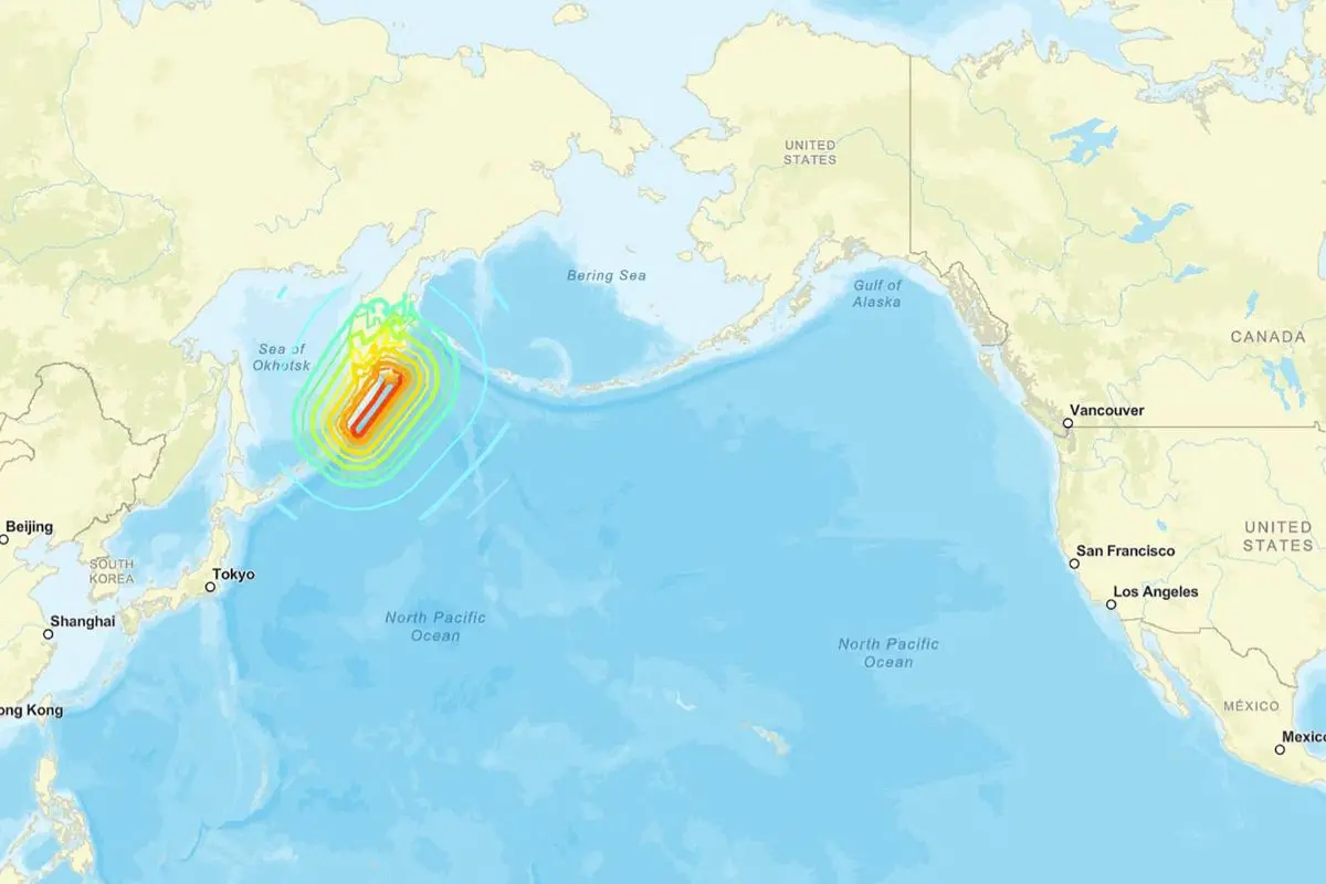This image courtesy of the US Geological Survey (USGS) shows the epicenter of an 8.8 earthquake that hit off of Russia's far east on July 30, 2025 | Photo: AFP
