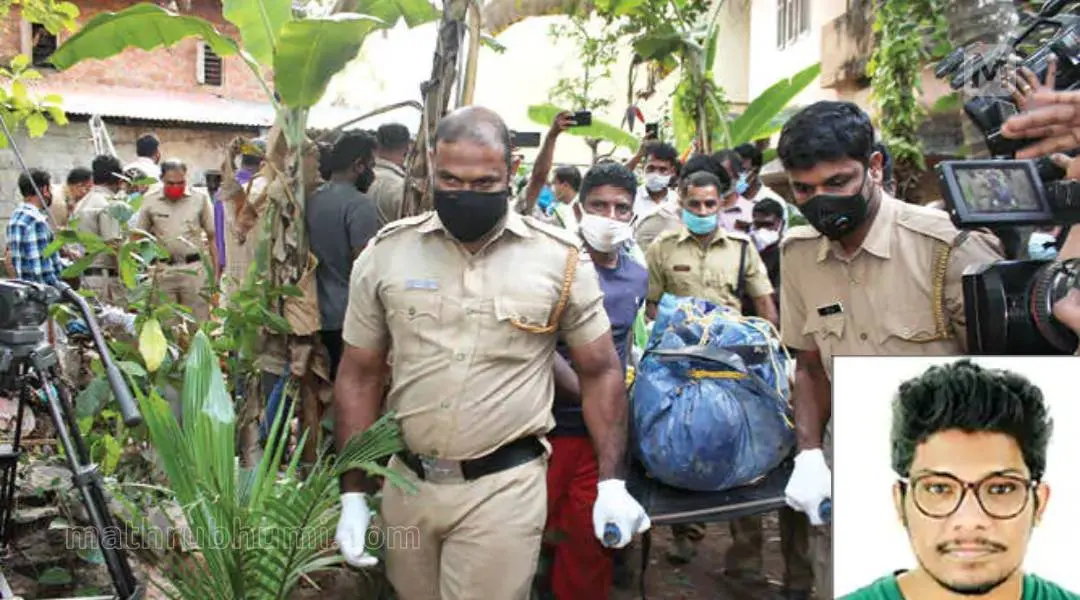 ഇര്‍ഷാദിന്റെ മൃതദേഹാവശിഷ്ടം കിണറ്റില്‍നിന്നെടുത്ത് പോസ്റ്റ്‌മോര്‍ട്ടത്തിനായി തൃശ്ശൂര്‍ മെഡിക്കല്‍കോളേജിലേക്ക് കൊണ്ടുപോകുന്നു ഇന്‍സെറ്റില്‍ മരിച്ച ഇര്‍ഷാദ് | ഫോട്ടോ: മാതൃഭൂമി