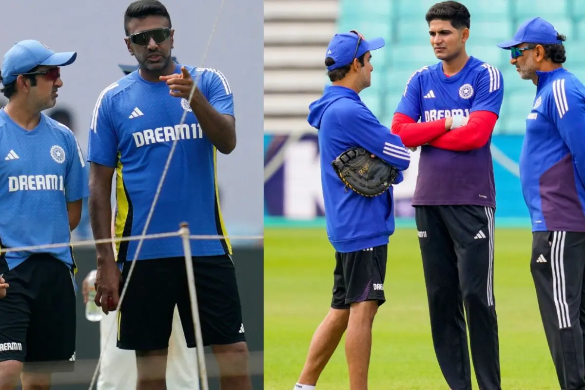 From (L) Gautam Gambhir and Ravichandran Ashwin; Shubman Gill and Gautam Gambhir. | Photos: Agencies
