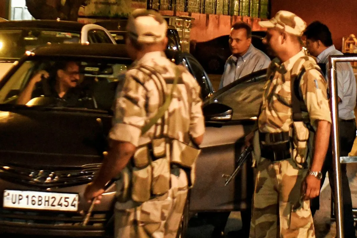 Reliance Group chairman Anil Ambani leaves from the Enforcement Directorate office after around 9 hours of questioning, in New Delhi on Tuesday. | Photo: ANI