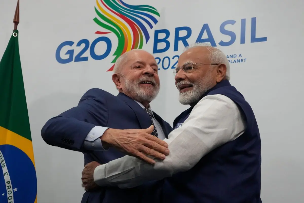 File Photo: Brazil's President Luiz Inacio Lula da Silva, left, and India's Prime Minister Narendra Modi shake hands during a bilateral meeting at the G20 Summit | AP