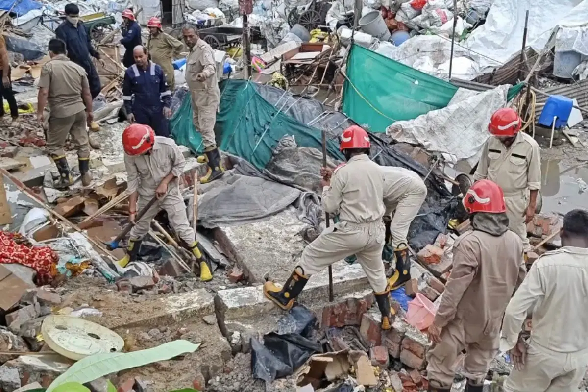 Rescue operations at the site of Delhi wall collapse