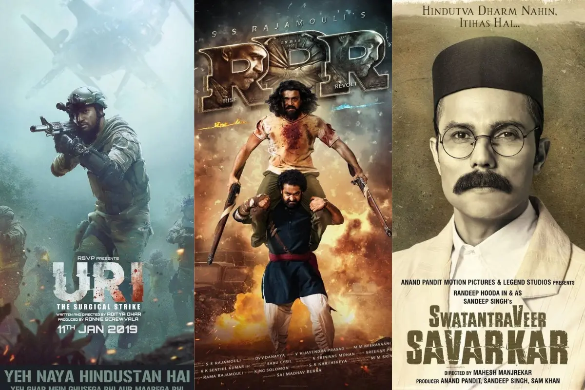 Posters of Uri: The Surgical Strike, RRR and Swatantra Veer Savarkar | Photo: IMDb