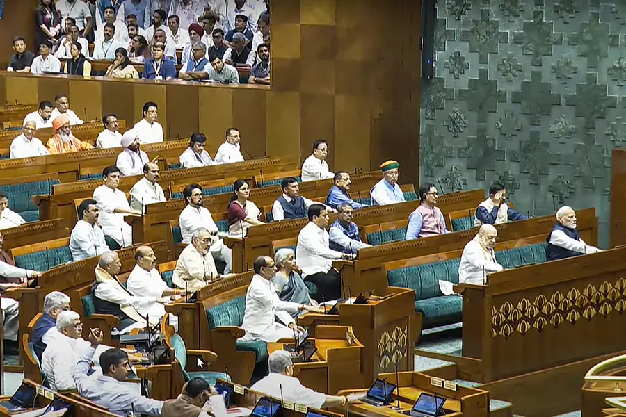 Prime Minister Narendra Modi with Union Home Minister Amit Shah and others attend proceedings in the Lok Sabha
