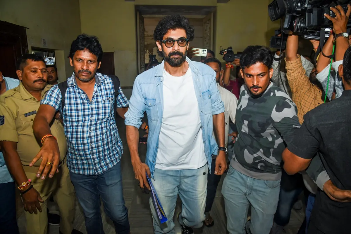 Actor Rana Daggubati arrives at the ED office for questioning in connection with an ongoing probe into a money laundering case linked to illegal online betting and gambling | Photo: PTI