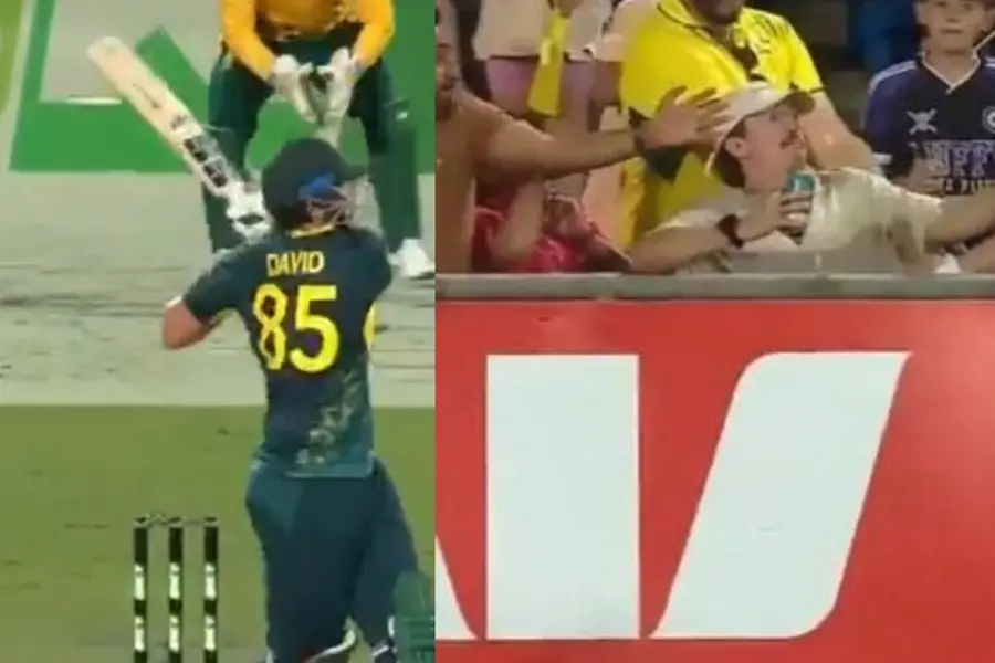 Two vodka cans in one hand, Kookaburra in the other | Witness best crowd catch of 2025 so far — VIDEO