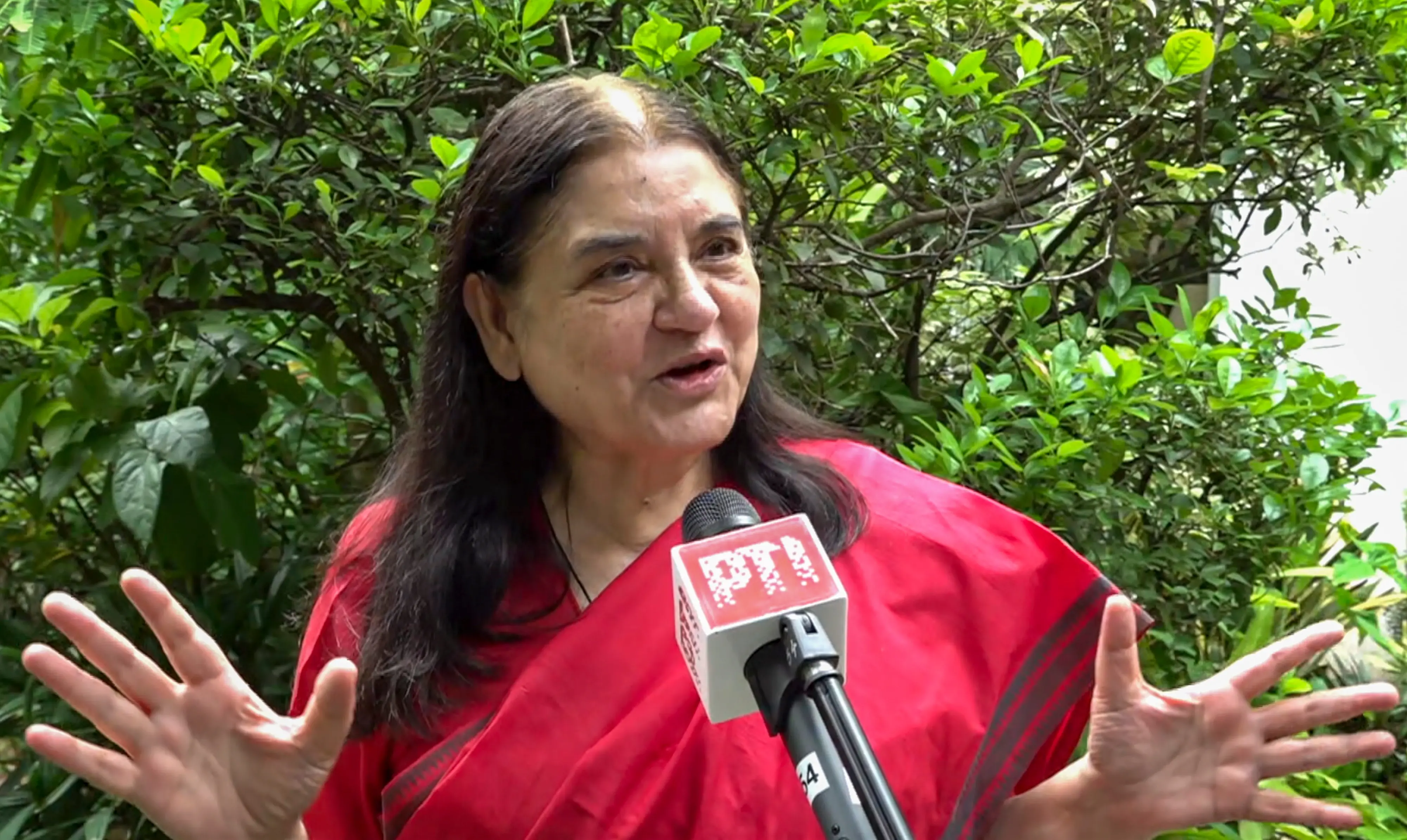 Animal rights activist and former Union minister Maneka Gandhi speaks to the media in New Delhi | Photo: PTI