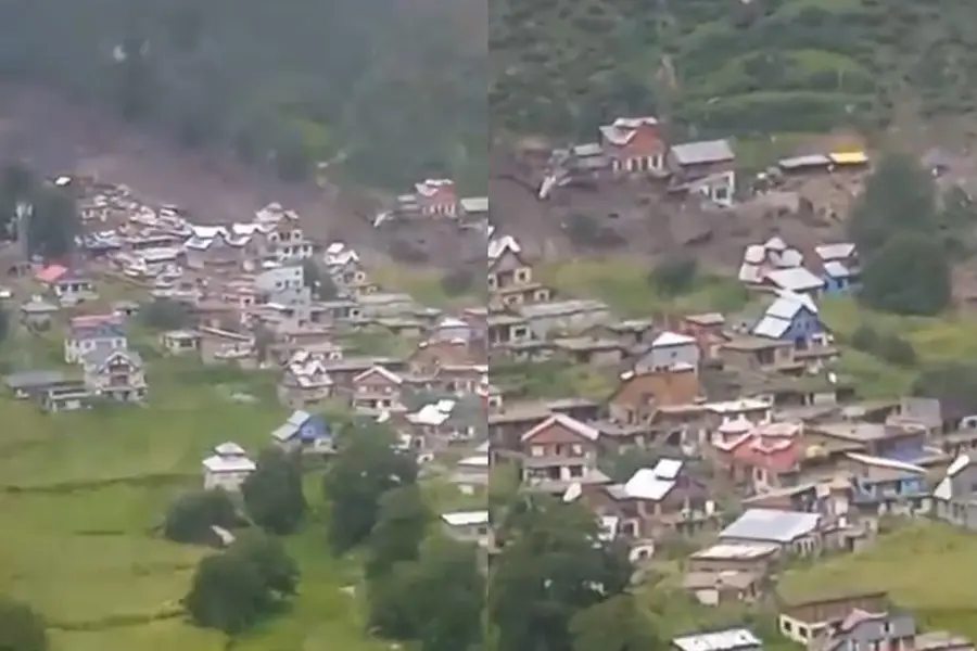 Screengrab from a video showing the aftermath of the cloudburst in Kishtwar, Jammu & Kashmir.