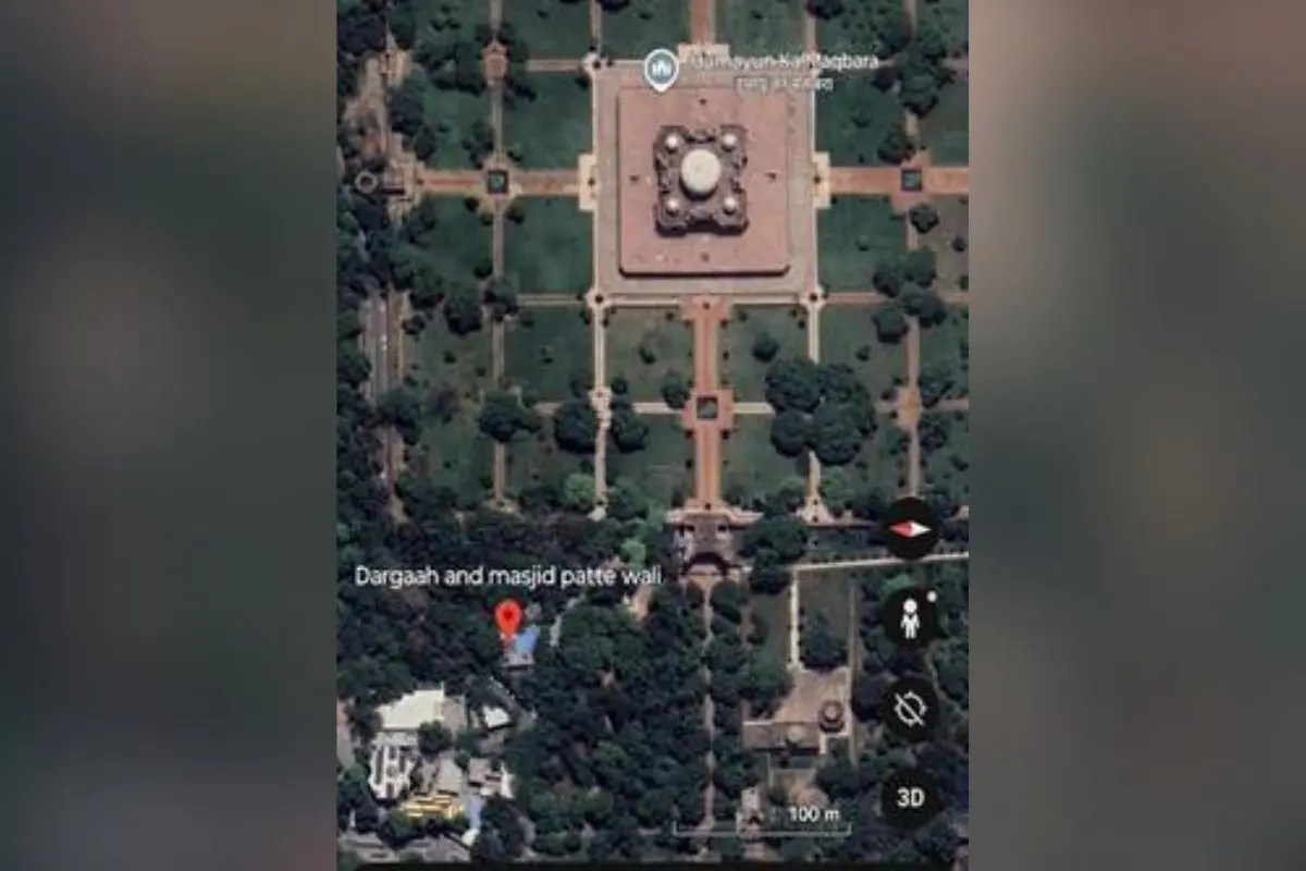 An aerial view of the Humayun tomb and surrounding areas | Photo: Google Earth