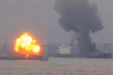 Cargo ship explodes near site of Baltimore’s Key Bridge collapse, no injuries reported | WATCH