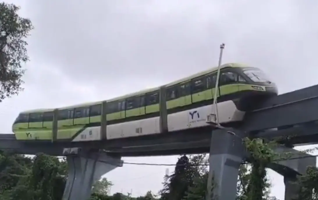 A screengrab of the video showing the monorail