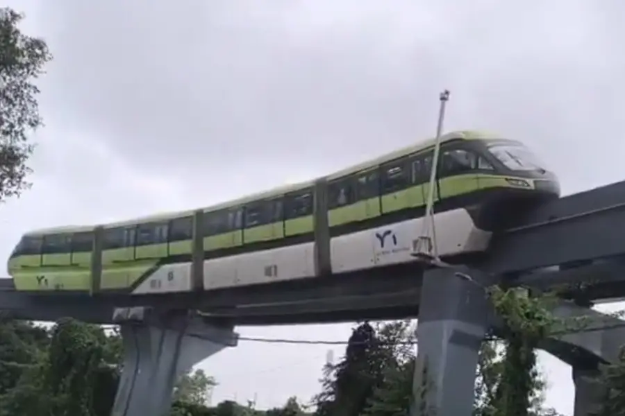 A screengrab of the video showing the monorail