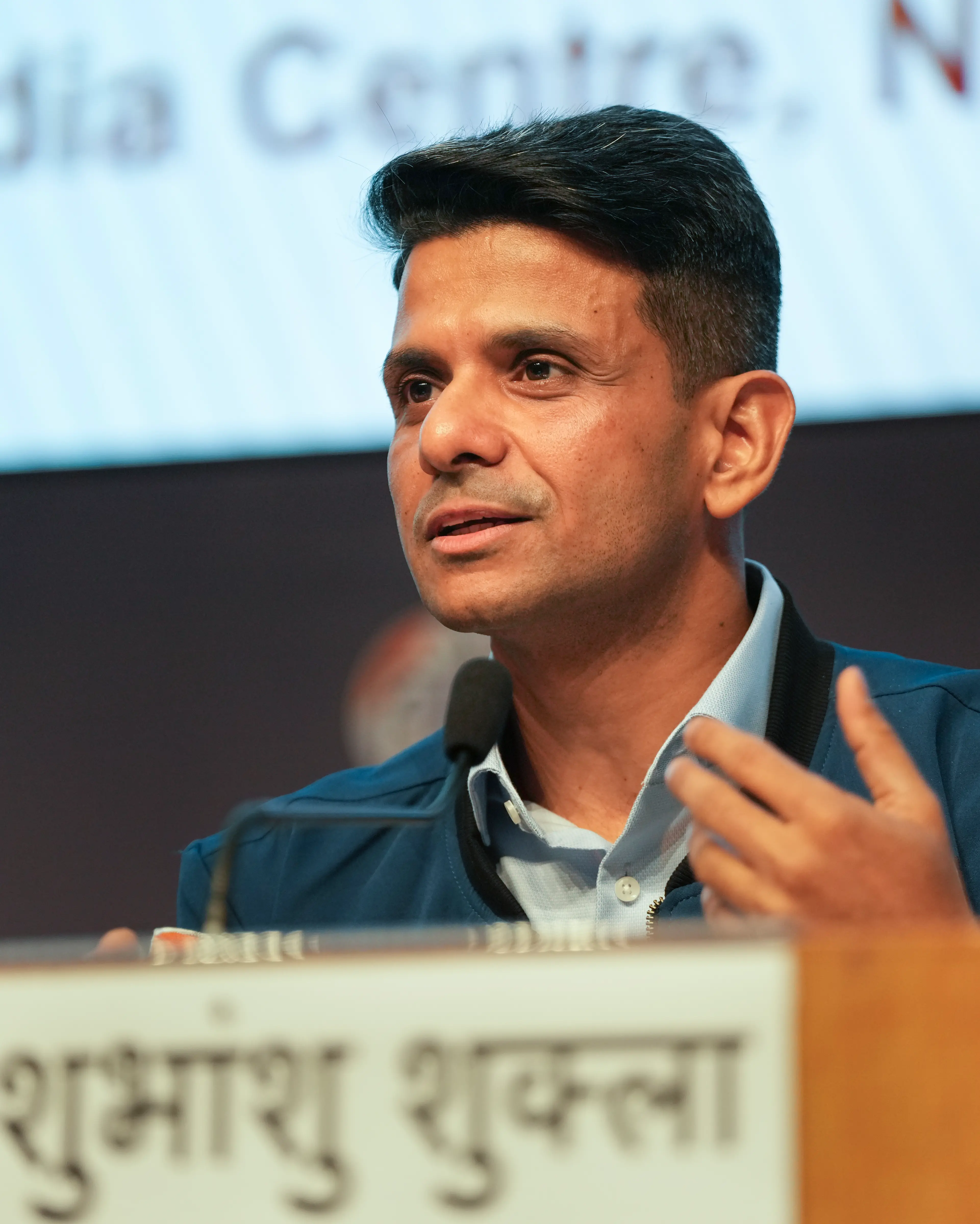 Astronaut Shubhanshu Shukla addresses a press conference in New Delhi | Photo: PTI
