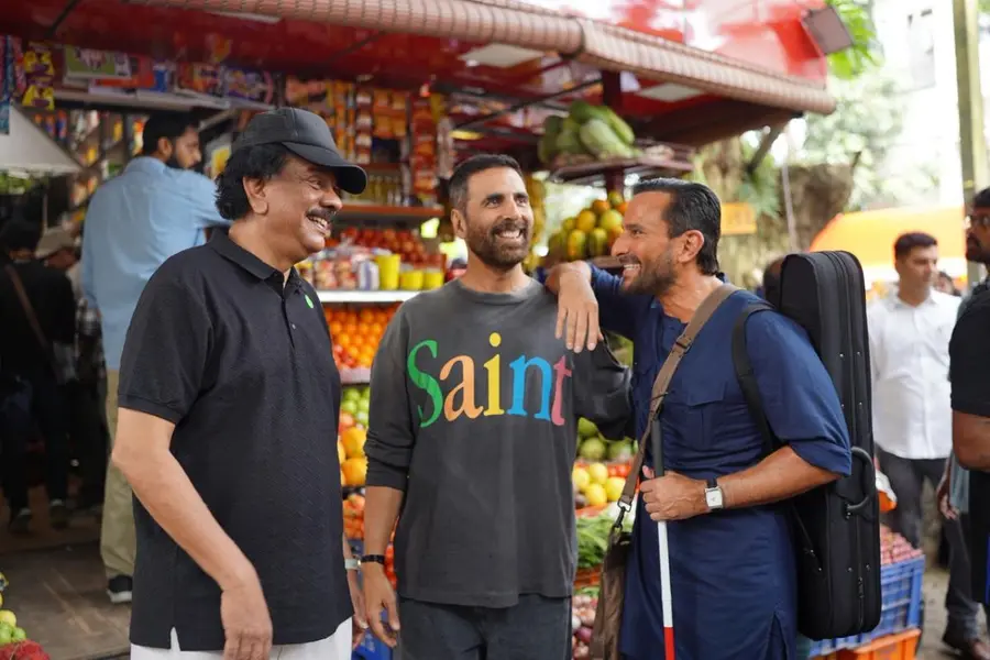 Director Priyadarshan with actors Saif Ali Khan and Akshay Kumar