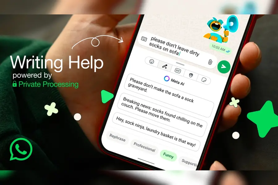 WhatsApp AI writing help can rephrase your messages and keep them completely private