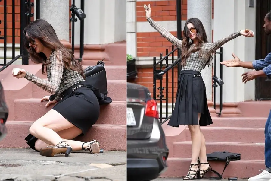 Anne Hathaway takes a tumble on set of ‘Devil Wears Prada 2’, laughs it off with grace | Watch