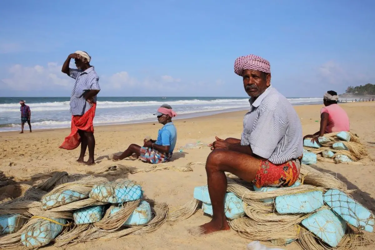 Fishermen in Thiruvananthapuram preparing their nets - the new Matsya Shakthi scheme aims to equip them with modern aquaculture skills and entrepreneurship opportunities. Photo: X