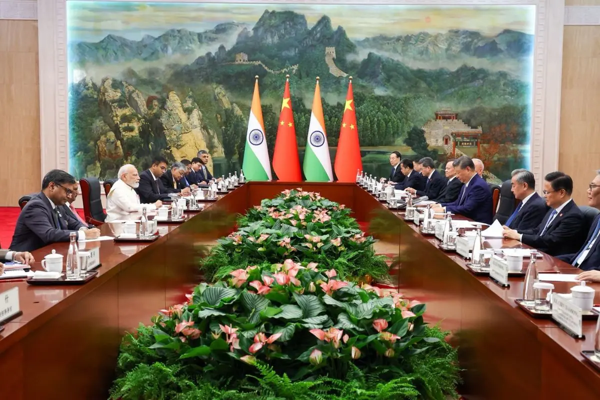 Prime Minister Narendra Modi with Chinese President Xi Jinping during a meeting, in Tianjin, China | Phtoto: @narendramodi on X
