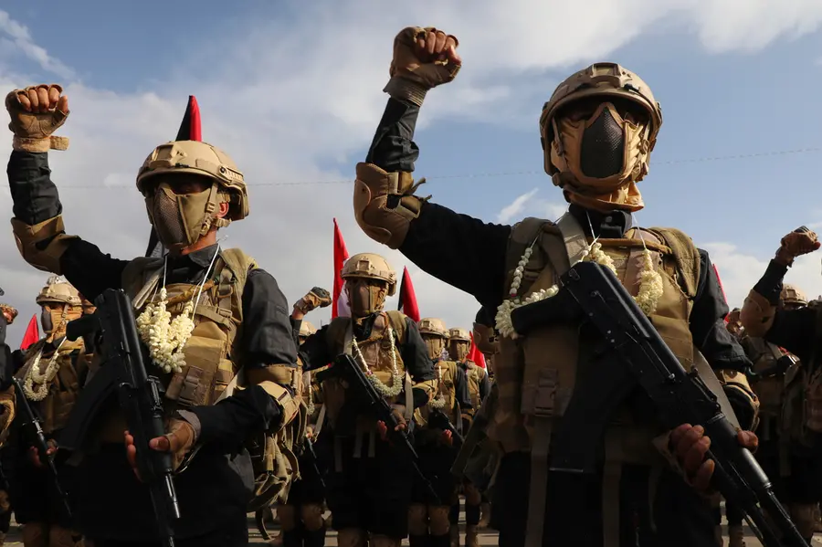 Houthi fighters take part in a weekly anti-Israel rally in Sanaa, Yemen