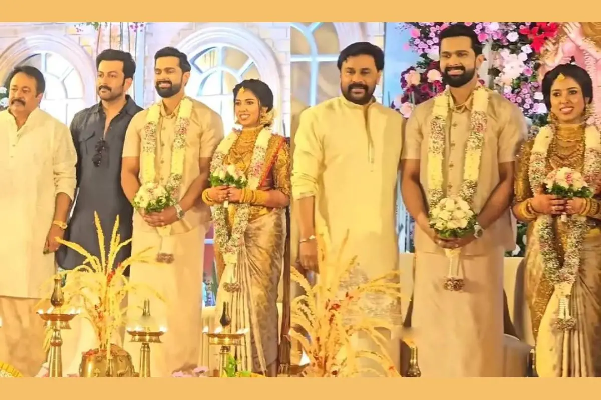 Actor Prithviraj adn Dileep with Ramu at his daughter's marriage| Photo: Screengrab
