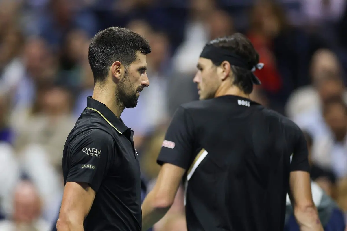 Novak Djokovic of Serbia changes sides against Taylor Fritz of the United States during their Men's Quarterfinal match on Day Ten of the 2025 US Open. Photo: AFP
