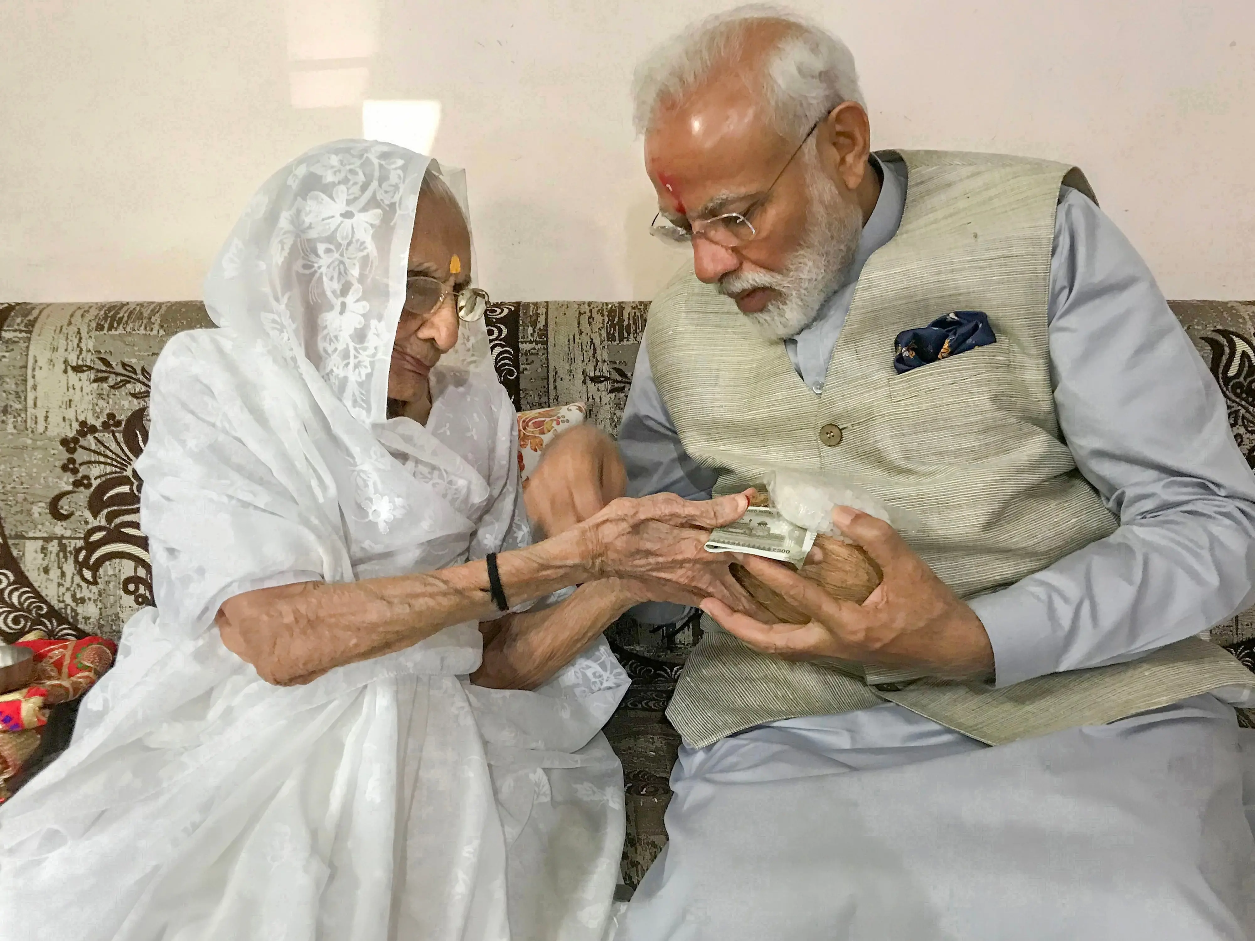 Modi with his mother | Photo: PTI