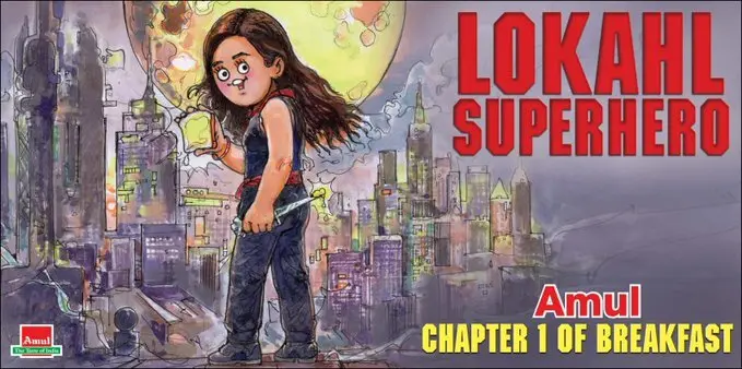 Kalyani Priyadarshan's superhero turn in Lokah: Chapter 1 - Chandra gets the Amul treatment - a buttered-up salute that's as quirky as it is super. Photo: X@Amul_Coop