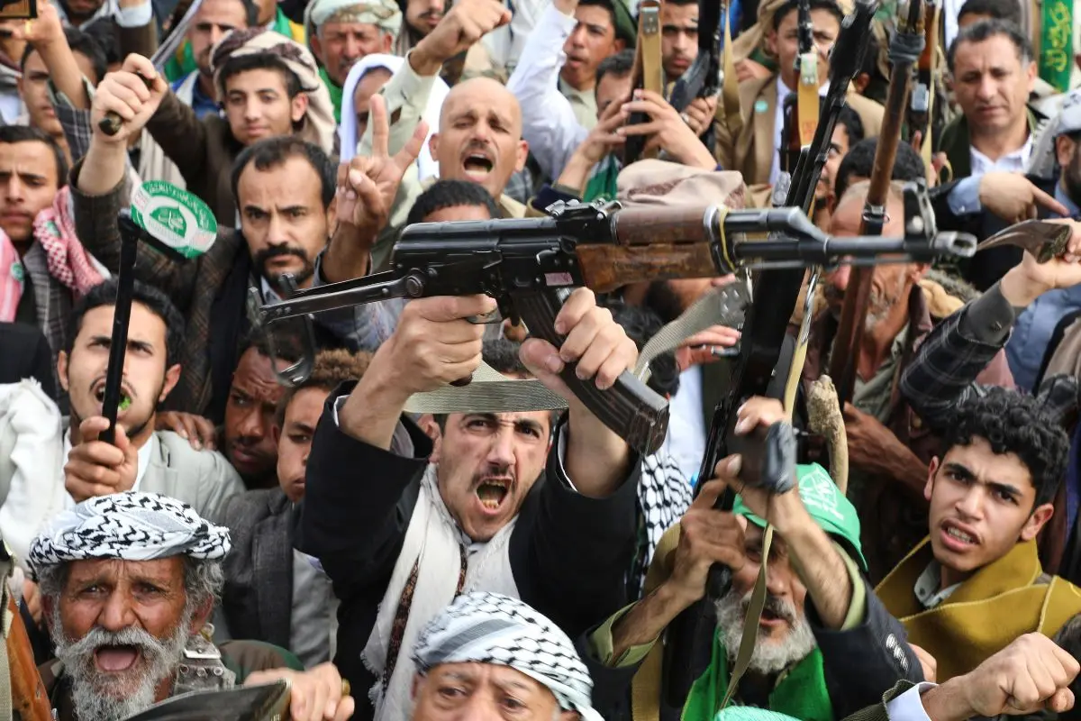 File Photo: Houthi supporters chant slogans during a weekly anti-Israel rally in Sanaa, Yemen | Photo: AP