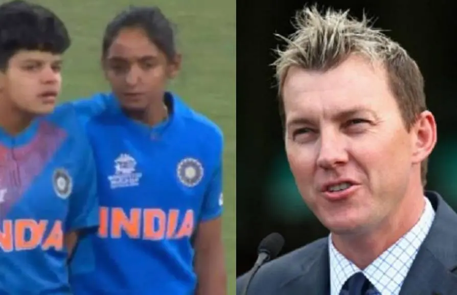 Shafali Verma and Brett Lee Photo Courtesy: ICC