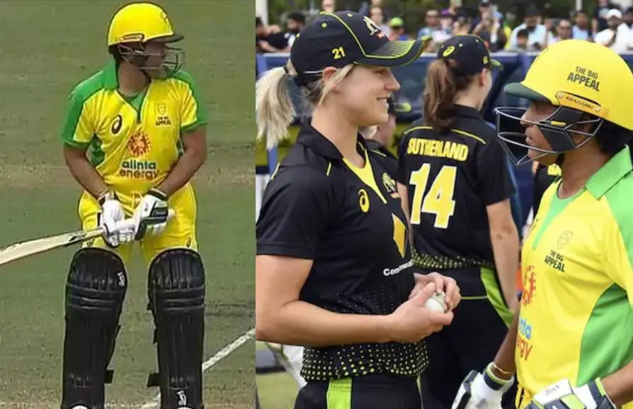 Ellyse Perry and Sachin Tendulkar   Photo Courtesy: Videograb, AFP