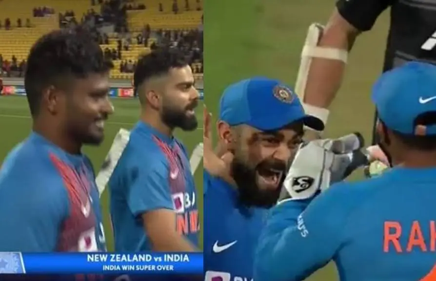 Sanju Samson, Virat Kohli and KL Rahul   Photo: Videograb