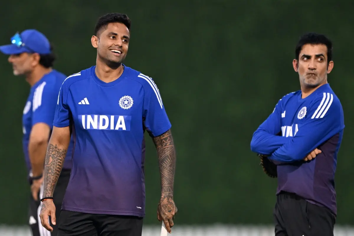 India's captain Suryakumar Yadav (L) and head coach Gautam Gambhir attend a practice session at the International Cricket Council (ICC) Academy in Dubai on the eve of their Asia Cup 2025 Twenty20 international cricket match against United Arab Emirates. | Photo: AFP