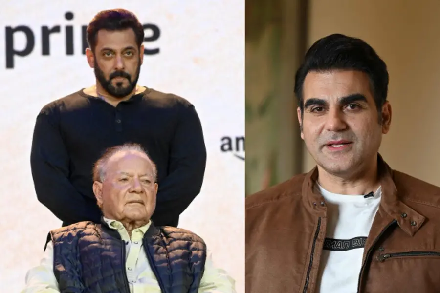 Salman Khan with father Salim Khan, Arbaaz Khan (R)