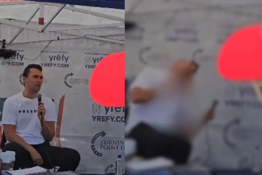 A screengrab from video captures Charlie Kirk’s final moments before he was shot dead at a Utah college event.