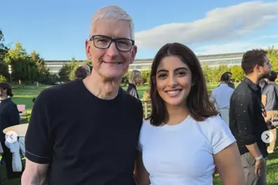 Navya Nanda meets Apple CEO Tim Cook during iPhone 17 launch; Shweta Bachchan reacts