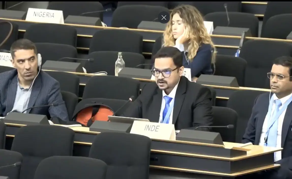 Indian Diplomat Kshitij Tyagi speaking at the 5th Meeting of the 60th Session of Human Rights Council | Photo: PTI video screengrab/ X