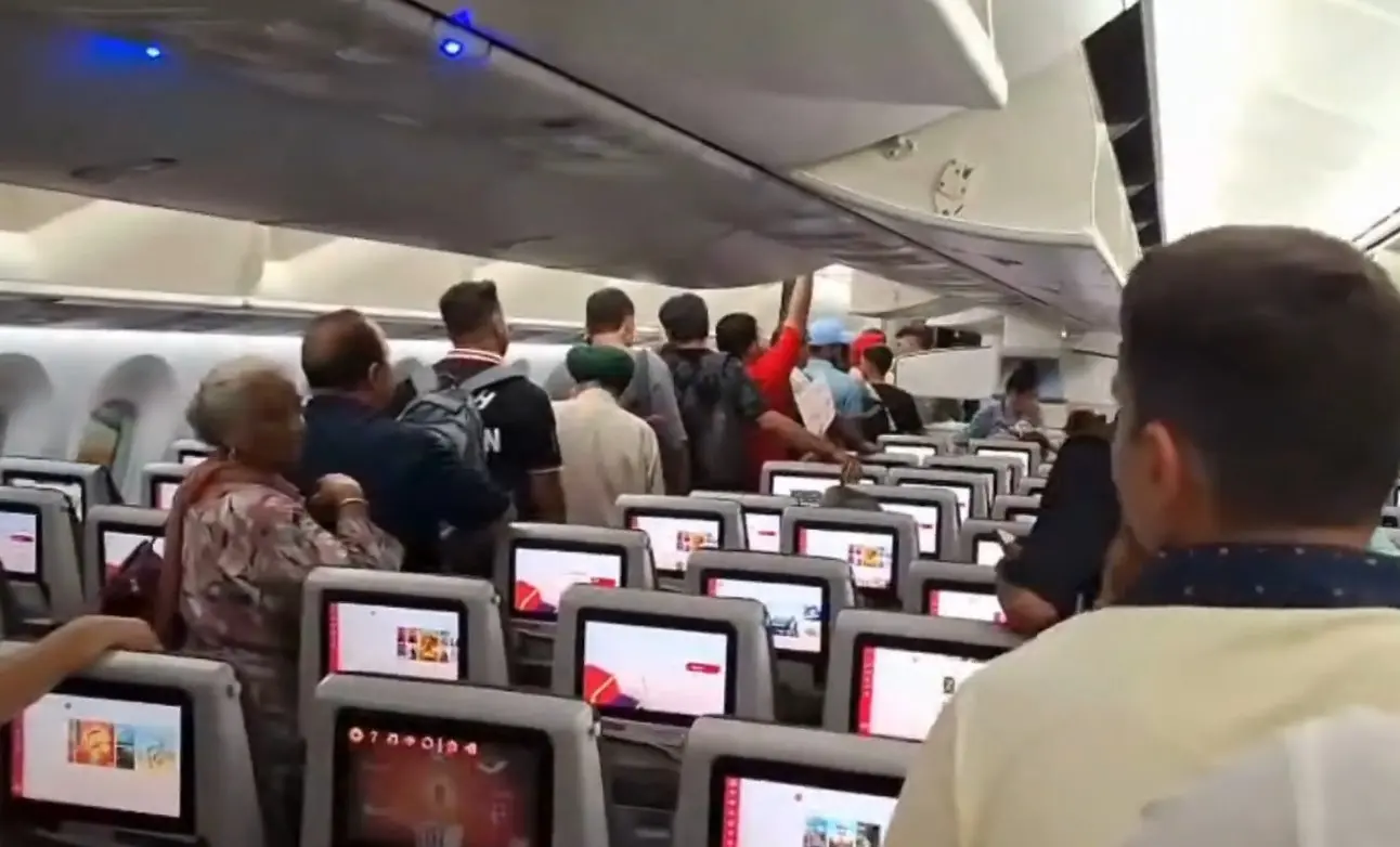 A screengrab of the video showing inside of the Air India flight