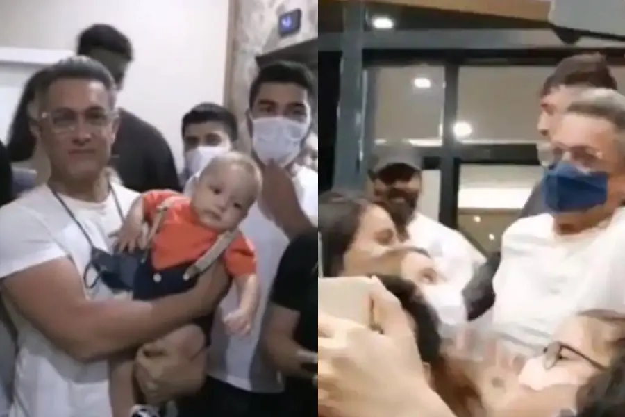 കോവിഡ്പേടിയില്ല, സാമൂഹിക അകലമില്ല, ആമിറിനെ 'വളഞ്ഞ്' ആരാധകർ; വീഡിയോ